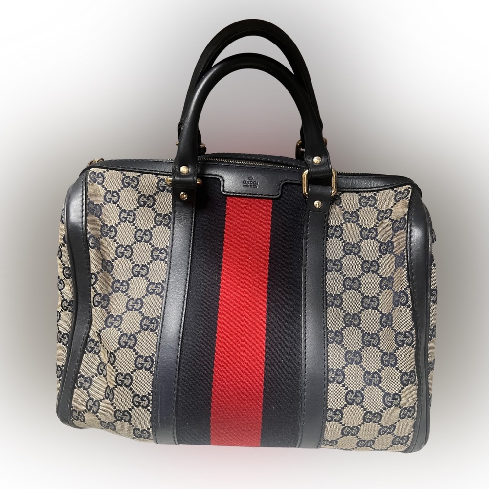 Gucci GG Canvas Vintage Web Boston Bag